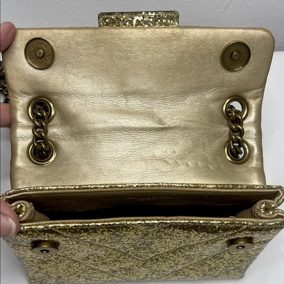 Kurt Geiger LIMITED EDITION- Gold Sparkle Mini Kensington 2-Way Bag EUC - Picture 13 of 17